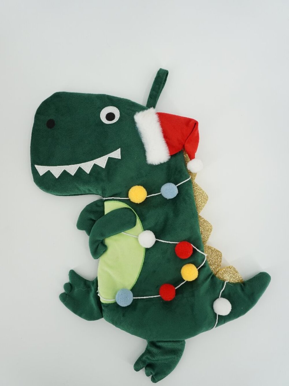 Hobby Lobby Hanging Dinosaur Christmas Stocking Green With Pom Poms